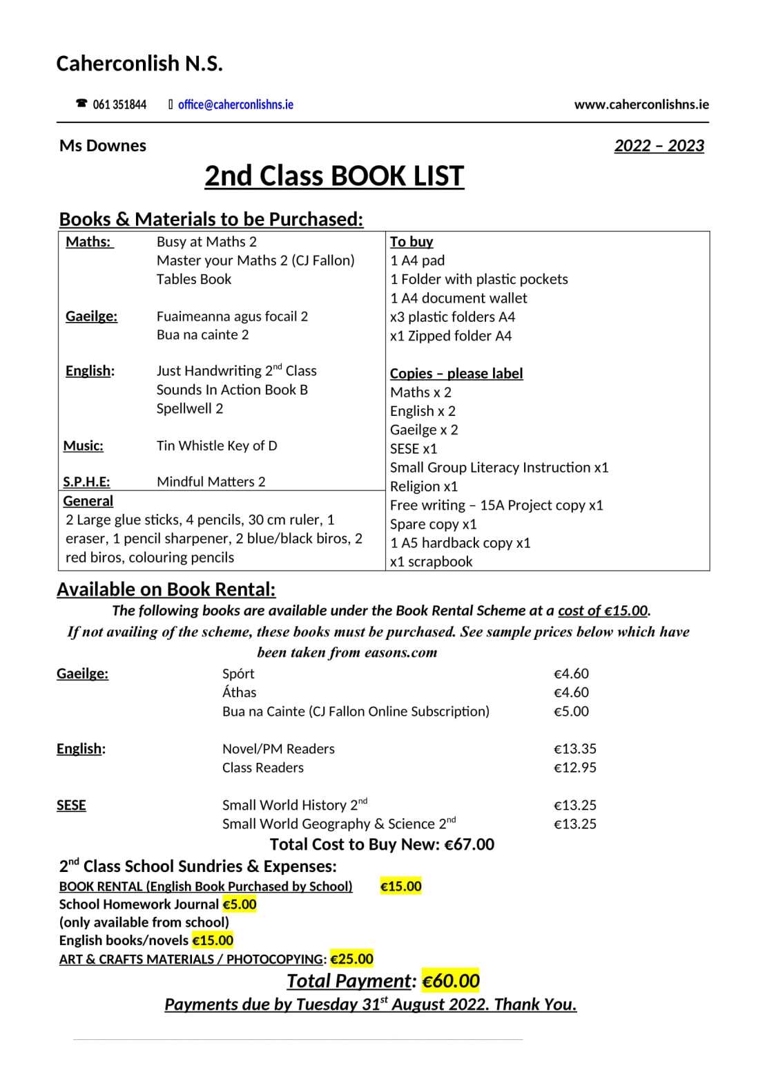 2nd class book list-1