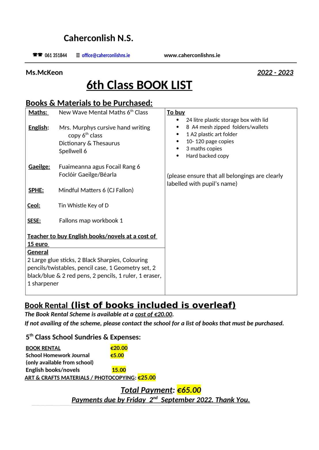 6 class-Book-List 2022 2023-1
